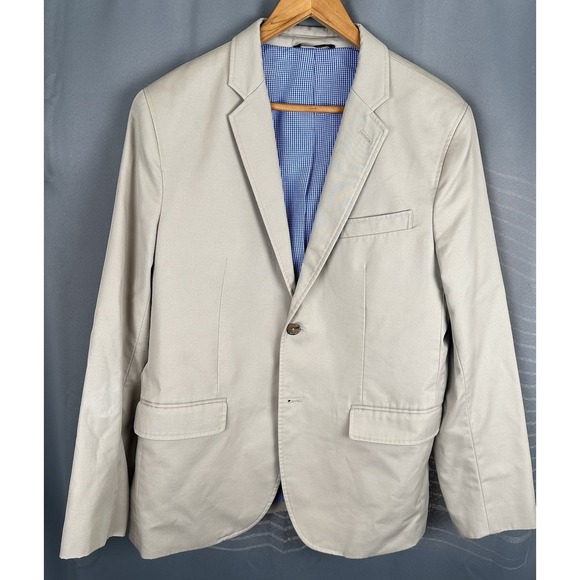 Banana Republic Blazer Men 42R Beige Tailored Slim Fit Sport Coat Jacket - Picture 1 of 12